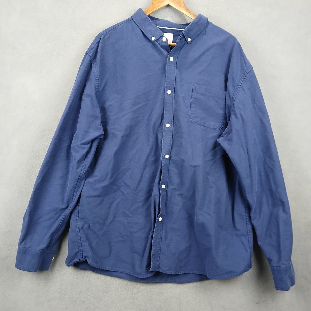Alex Vando Shirt‎ Mens 2XL Blue Cotton Button Down Long Sleeve Preppy Outerwear